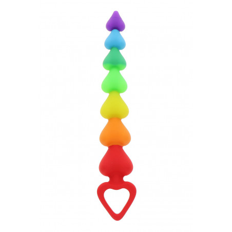 Stimulateur anal Rainbow Heart Beads - Toyjoy