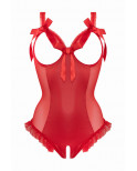 Body wetlook ouvert rouge Mistique - Christine