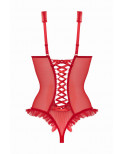 Body wetlook ouvert rouge Mistique - Christine