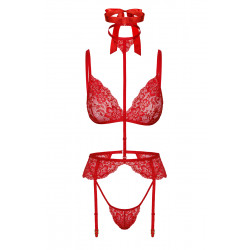Ensemble 5 pièces Bondage Red Lace Kiss 243 - Kissable