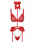 Ensemble 5 pièces Bondage Red Lace Kiss 243 - Kissable