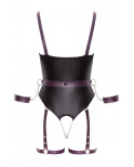 Body à jarretelles ouvert avec menottes - Cottelli Bondage