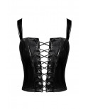 Corset en vinyle Dominae F379 - Noir Handmade