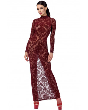 Robe fendue en tulle floqué Kink Royal F383 - Noir Handmade