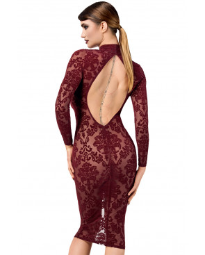 Robe fourreau en tulle floqué Kink Royal F384 - Noir Handmade