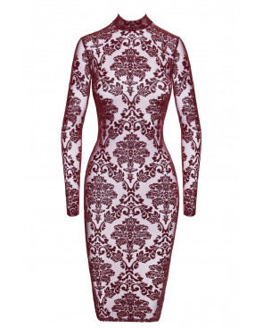 Robe fourreau en tulle floqué Kink Royal F384 - Noir Handmade