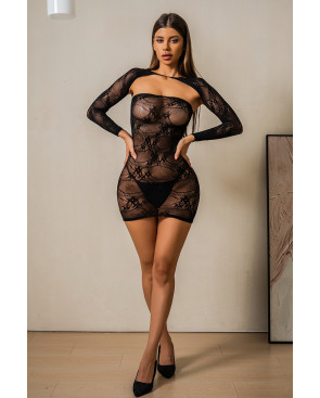 Mini robe résille dos nu - J Lingerie