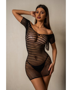 Robe courte résille à mailles larges - J Lingerie