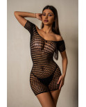 Robe courte résille à mailles larges - J Lingerie