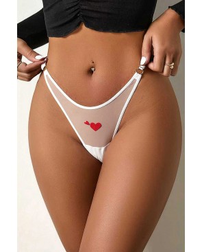 String coeur et strass Blanc - Litolu Lingerie