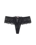 String dentelle dos lacé Noir - Litolu Lingerie