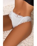 String dentelle dos lacé Blanc - Litolu Lingerie