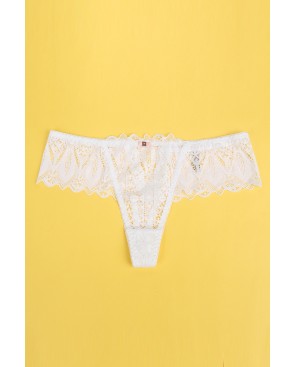 String dentelle dos lacé Blanc - Litolu Lingerie