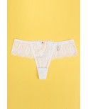 String dentelle dos lacé Blanc - Litolu Lingerie