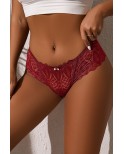 String dentelle dos lacé Bordeaux - Litolu Lingerie