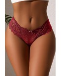 String dentelle dos lacé Bordeaux - Litolu Lingerie