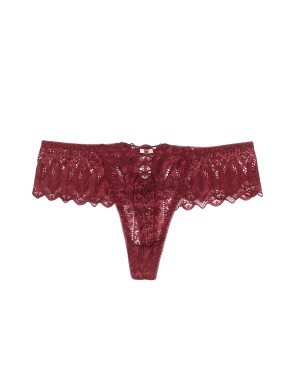 String dentelle dos lacé Bordeaux - Litolu Lingerie