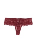String dentelle dos lacé Bordeaux - Litolu Lingerie