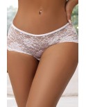 Tanga ouvert dentelle lacé Blanc - Litolu Lingerie