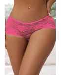 Tanga ouvert dentelle lacé Rose - Litolu Lingerie