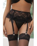 Porte-jarretelles dentelle et string Noir - Litolu Lingerie