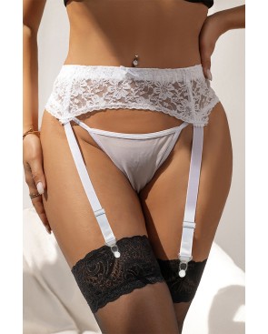 Porte-jarretelles et string Blanc - Litolu Lingerie