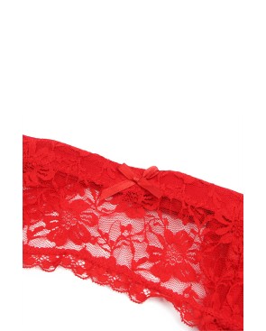Porte-jarretelles et string Rouge - Litolu Lingerie
