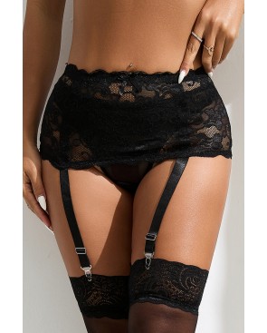 Porte-jarretelles dentelle large Noir - Litolu Lingerie