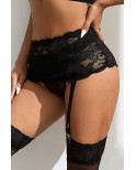 Porte-jarretelles dentelle large Noir - Litolu Lingerie
