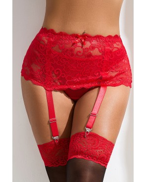 Porte-jarretelles dentelle large Rouge - Litolu Lingerie