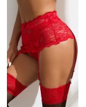 Porte-jarretelles dentelle large Rouge - Litolu Lingerie