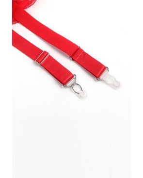 Porte-jarretelles dentelle large Rouge - Litolu Lingerie