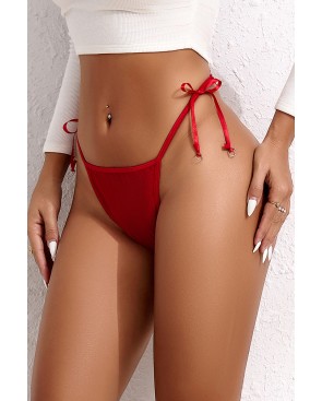 String brodé dans le dos Rouge - Litolu Lingerie