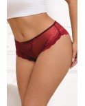 Tanga dentelle bijou Coeur Bordeaux - Litolu Lingerie