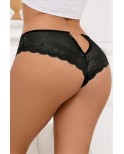 Tanga dentelle bijou Coeur Noir - Litolu Lingerie