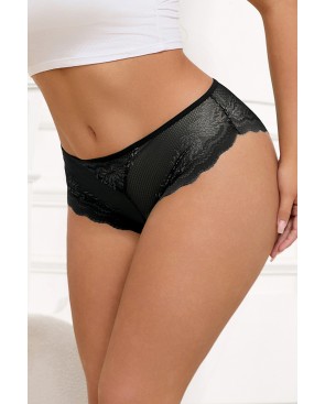 Tanga dentelle bijou Coeur Noir - Litolu Lingerie
