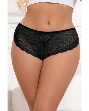 Tanga dentelle bijou Coeur Noir - Litolu Lingerie