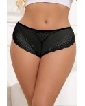 Tanga dentelle bijou Coeur Noir - Litolu Lingerie