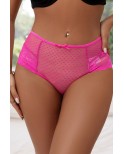 Tanga lacé dentelle taille haute Rose - Litolu Lingerie