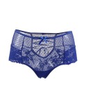 Tanga lacé dentelle taille haute Bleu - Litolu Lingerie