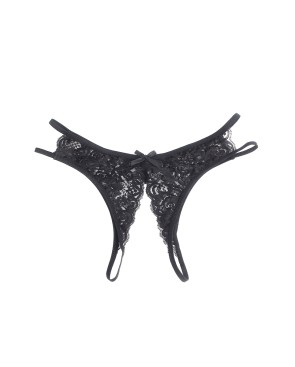 String ouvert dentelle Noir - Litolu Lingerie