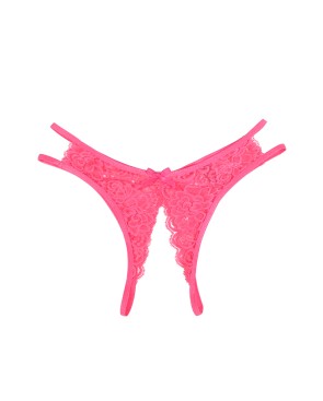 String ouvert dentelle Rose - Litolu Lingerie