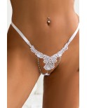 String ouvert floral blanc - Litolu Lingerie