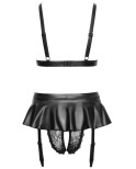 Soutien-gorge et slip fendu à jarretelles noir - Cottelli LINGERIE