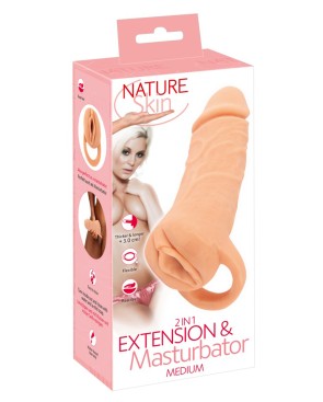 Masturbateur et extension de pénis  18,5 cm - Nature Skin
