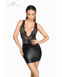Robe courte wetlook et dentelle F214