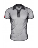 Polo en maille noire transparente - Regnes