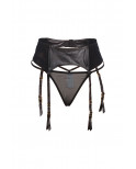 Porte-jarretelles wetlook avec string noir