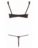 Ensemble dentelle string ouvert et seins nus noir - Cottelli Lingerie